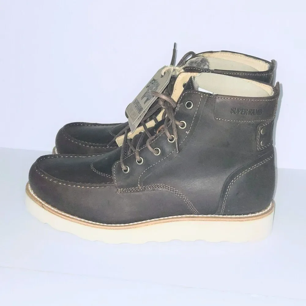 SUPERLAMB Boot DZO Brown Leather Work Boots Red Head Men Sz 11D US NEW With Box